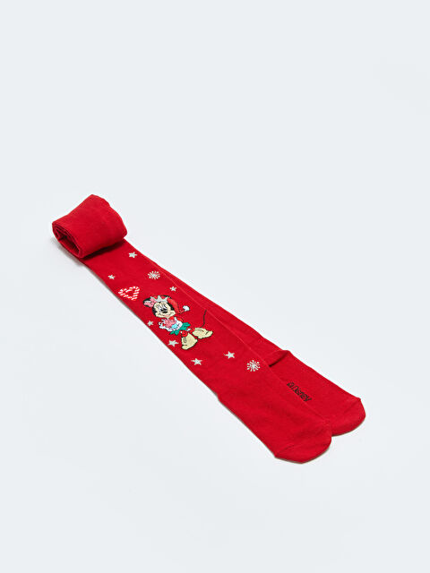 LCW Kids Minnie Mouse Desenli Yılbaşı Temalı Kız Çocuk Külotlu Çorap - W2CO94Z4-HNK