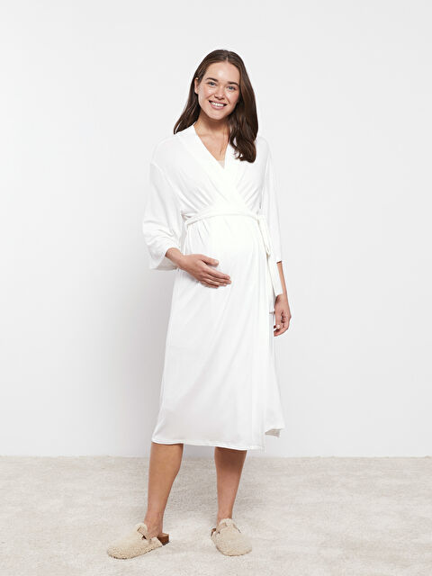 LCW DREAM Hamile Şal Yaka Düz Sabahlık - W2CP98Z8-FDU