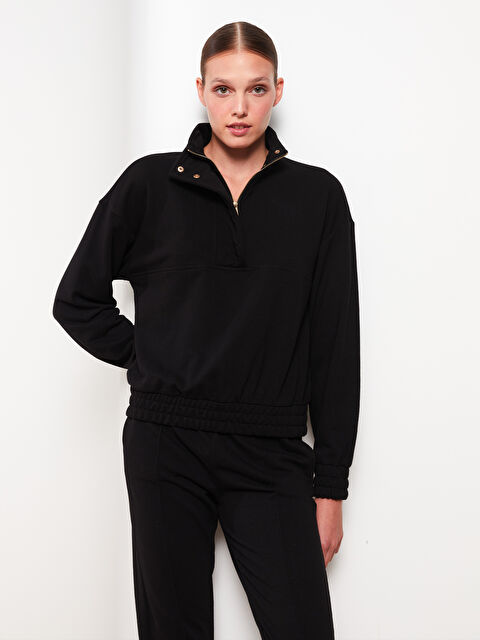 LCW Vision Dik Yaka Düz Uzun Kollu Kadın Sweatshirt - W2CR43Z8-CVL