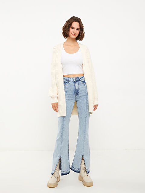 XSIDE Şal Yaka Düz Uzun Kollu Kadın Triko Hırka - W2CU36Z8-RFC