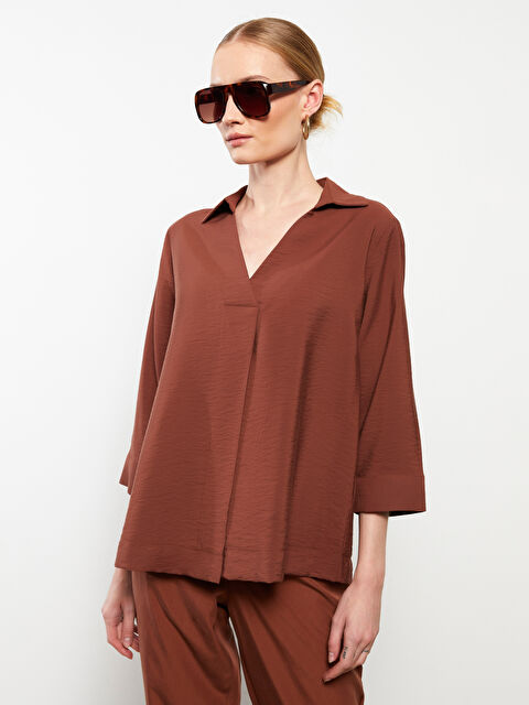 LCWAIKIKI Classic Kadın Gömlek Yaka Düz Bluz - W2CV34Z8-HFT