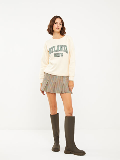 LCW Vision Bisiklet Yaka Baskılı Kadın Kalın Sweatshirt - W2CY50Z8-J0E