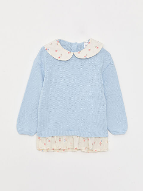 LCW baby Bebe Collar Long Sleeve Baby Girl Tricot Sweater - W2DC04Z1-S7C