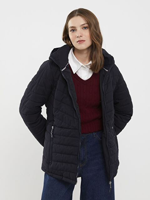 SOUTHBLUE Kadın Kapüşonlu Düz Şişme Mont - W2DD36Z8-SJW