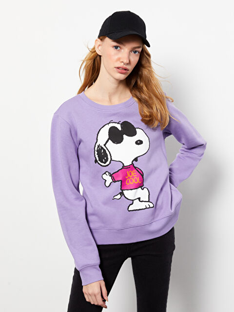 XSIDE Dukserica za Žene sa Okruglim Izrezom, Debela, Štampana sa Snoopy Motivom