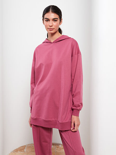 LCW Modest Hooded Regular Long Sleeve Women's Sweatshirt Tunic - W2DI89Z8-SEW