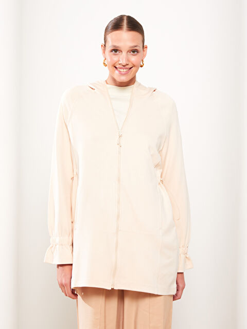 LCW Modest Kapüşonlu Düz Uzun Kollu Oversize Kadın Hırka - W2DJ40Z8-SAT