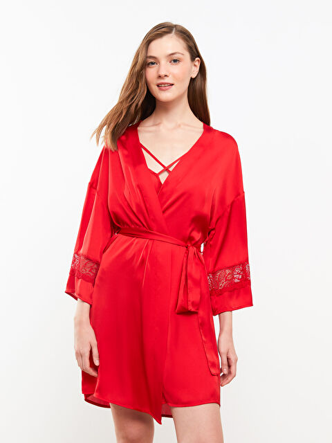 LCW DREAM Şal Yaka Yılbaşı Temalı Uzun Kollu Kadın Sabahlık - W2DL70Z8-HMW