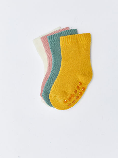 LCW baby Basic Baby Girl Towel Socks 4 Pack - W2DM17Z1-RZ7