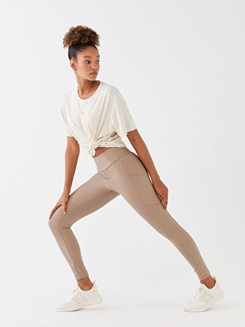 XSIDE ACTIVE Beli Lastikli Düz İnterlok Kadın Spor Tayt - W2DQ55Z8-T18