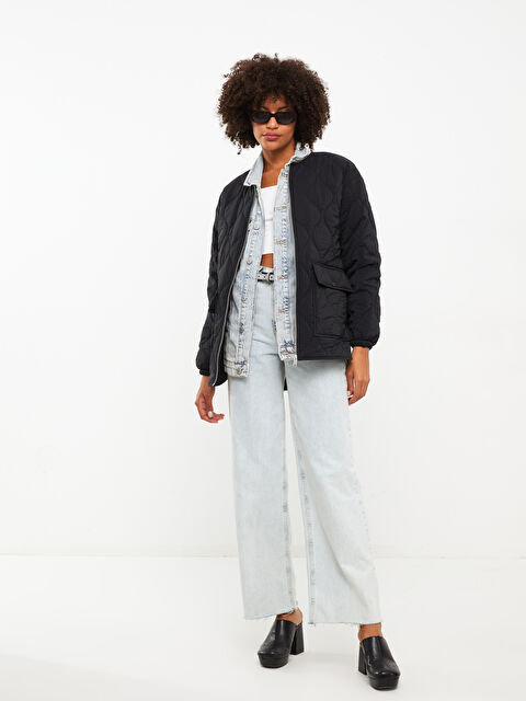 LCW Vision Bisiklet Yaka Kendinden Desenli Kadın Şişme Mont - W2DY80Z8-CVL