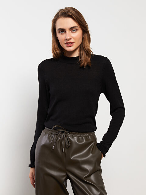 LCWAIKIKI Basic Dik Yaka Kadın Triko Kazak - W2EA51Z8-CVL