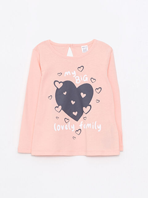 LCW ECO Bisiklet Yaka Uzun Kollu Baskılı Kız Bebek Tişört - W2EC54Z1-SML