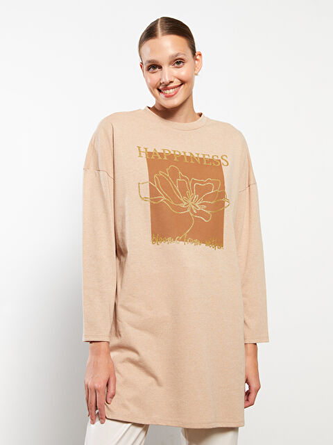 LCW ECO Bisiklet Yaka Baskılı Uzun Kollu Kadın Tunik - W2ED34Z8-TB1