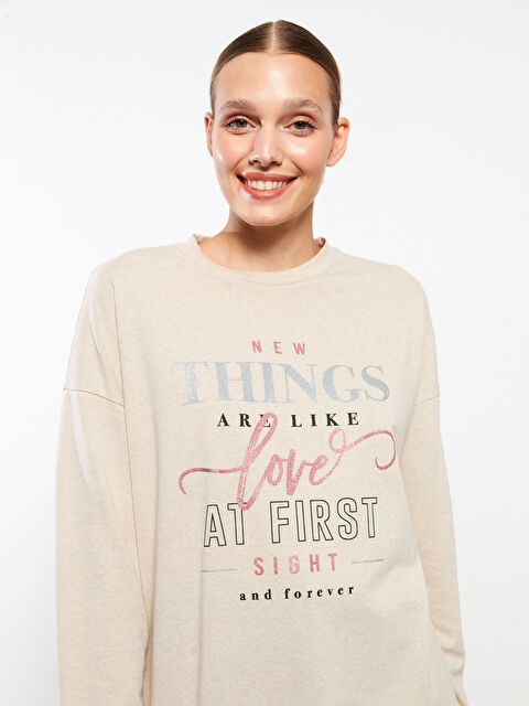 LCW ECO Bisiklet Yaka Baskılı Uzun Kollu Kadın Tunik - W2EE17Z8-RMT