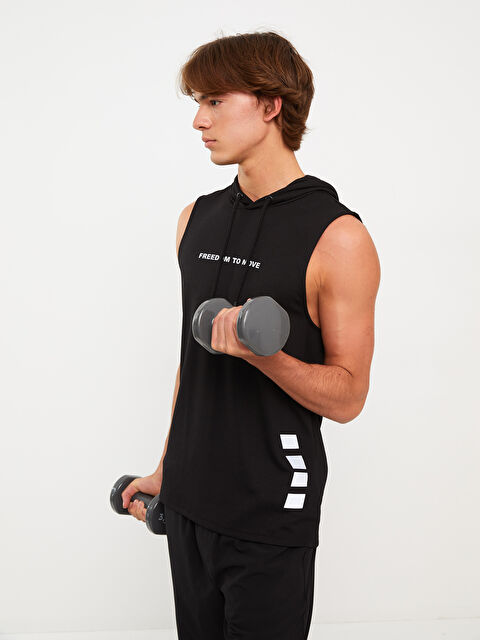 XSIDE ACTIVE Kapüşonlu Baskılı Erkek Kolsuz Tişört - W2EF47Z8-CVL