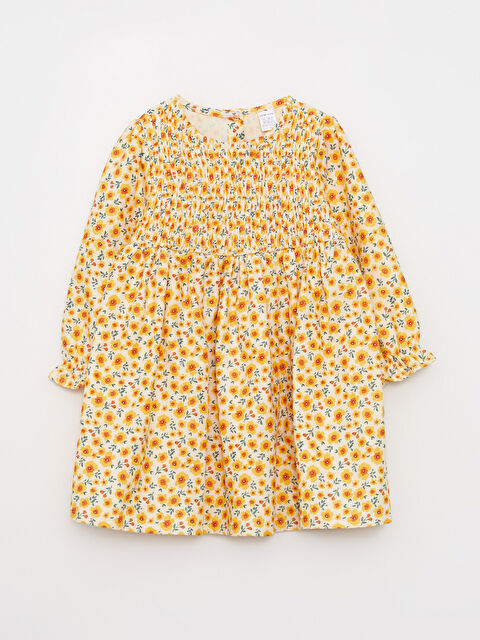 LCW baby Bisiklet Yaka Uzun Kollu Baskılı Kız Bebek Elbise - W2EJ86Z1-LRA