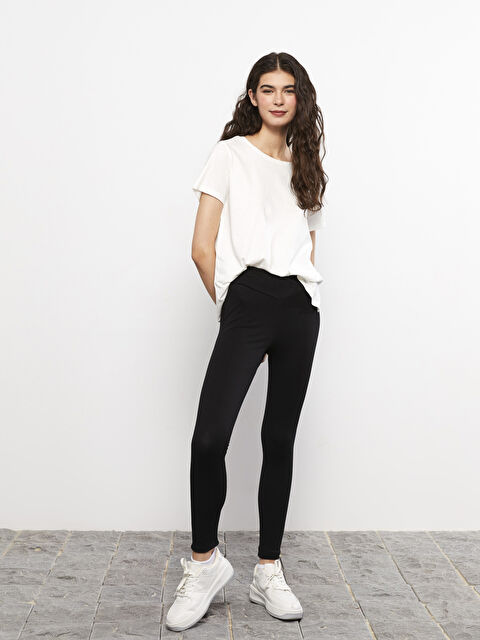 LCW Vision Beli Lastikli Düz Pamuklu Kadın Tayt - W2EK99Z8-RQN