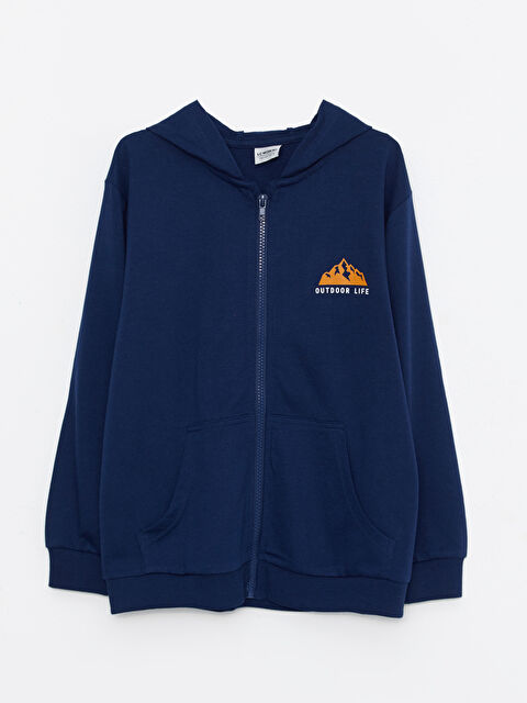 LCW Kids سويت شيرت بسحاب أولاد بقبّ مطبوع كم طويل