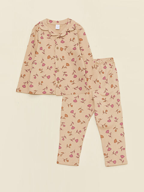 LCW baby Polo Yaka Uzun Kollu Baskılı Kız Bebek Pijama Takımı - W2EO44Z1-LQA