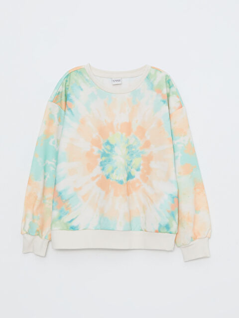 LCW Kids Bisiklet Yaka Batik Desenli Uzun Kollu Kız Çocuk Sweatshirt - W2EP06Z4-F9C