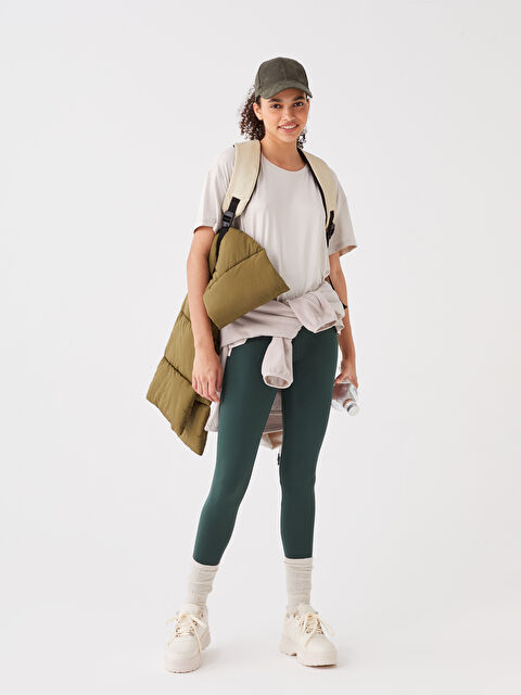 LCW OUTDOOR Bisiklet Yaka Baskılı Kısa Kollu Kadın Tişört - W2EP39Z8-G5H