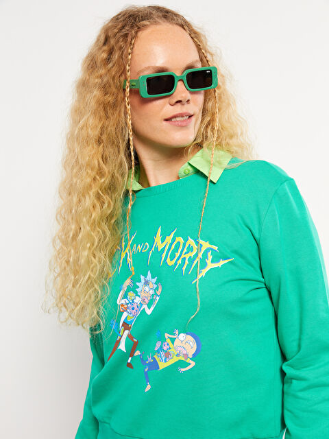 XSIDE Bisiklet Yaka Rick and Morty Baskılı Uzun Kollu Kadın Sweatshirt - W2EP54Z8-SMM