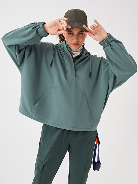 LCW OUTDOOR Kapüşonlu Baskılı Uzun Kollu Kadın Sweatshirt - W2EQ39Z8-H6Z