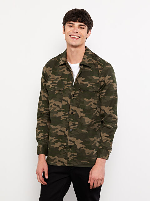 XSIDE Rahat Kalıp Uzun Kollu Kamuflaj Desenli Erkek Oduncu Gömlek Ceket - W2ER69Z8-LS6