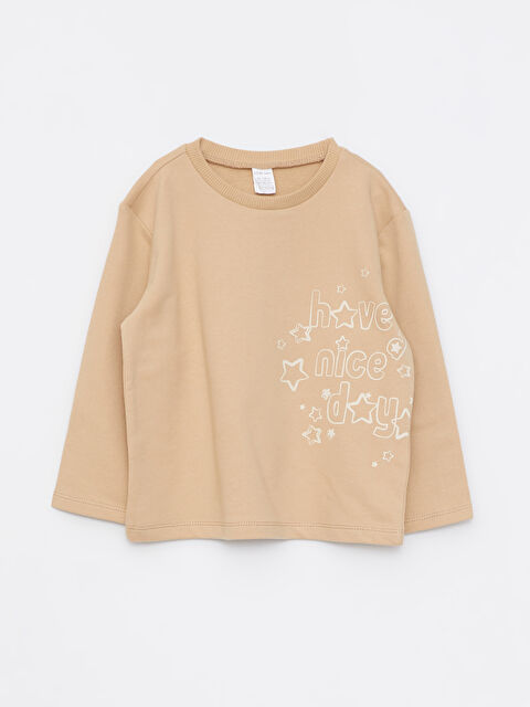 LCW ECO Bisiklet Yaka Uzun Kollu Baskılı Kız Bebek Tişört - W2ES15Z1-FLE