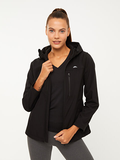 LCW OUTDOOR Kapüşonlu Reflektör Baskılı Kadın Kayak Montu - W2ET89Z8-CVL