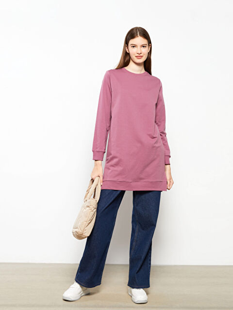 LCW Modest Crew Neck Plain Long Sleeve Women's Sweatshirt Tunic - W2EV04Z8-US2