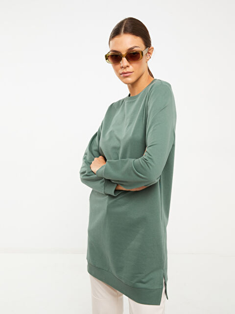 LCW Modest Crew Neck Plain Long Sleeve Women's Sweatshirt Tunic - W2EV04Z8-SHQ