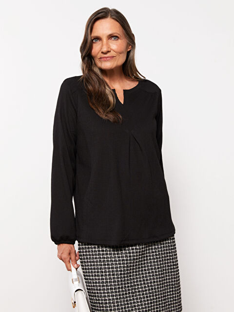 LCW Grace Kaçık Yaka Düz Uzun Kollu Kadın Bluz - W2EV30Z8-CVL