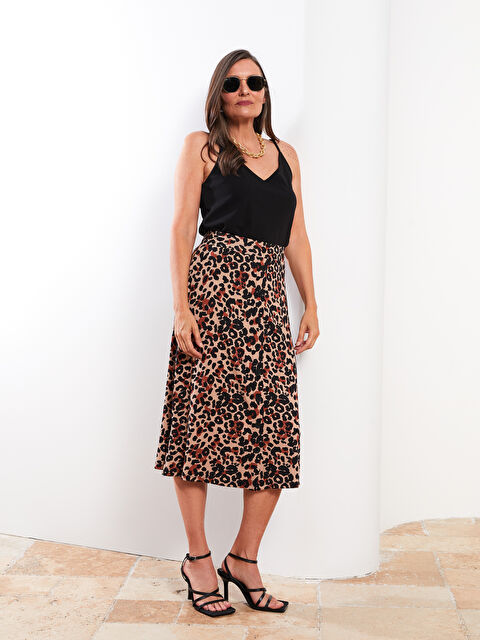 LCW Grace Beli Lastikli Desenli A Kesim Kadın Etek - W2EV70Z8-LQY