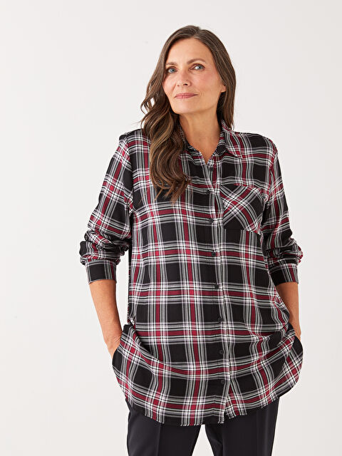 LCW Grace Ekose Uzun Kollu Kadın Gömlek Tunik - W2FB59Z8-LKX