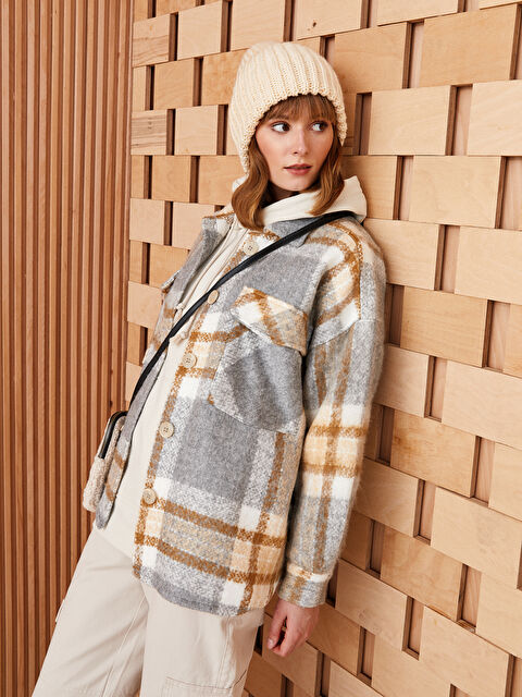 LCW Vision Ekose Uzun Kollu Kadın Oduncu Gömlek Ceket - W2FC49Z8-LKQ