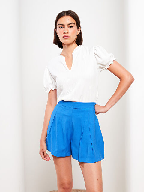 LCW Vision Kadın Yüksek Bel Rahat Kalıp Düz Şort - W2FC68Z8-K6M