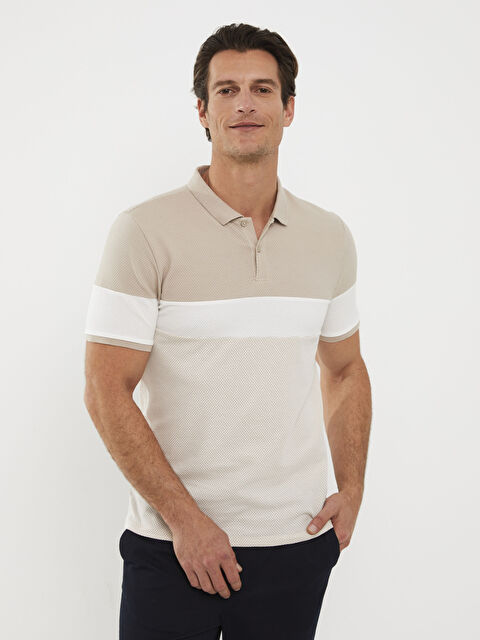 LCW Vision Polo Yaka Kısa Kollu Renk Bloklu Erkek Tişört Baba Oğul Kombini - W2FE19Z8-HZZ