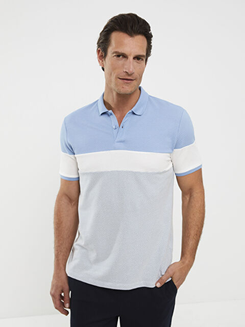 LCW Vision Polo Yaka Kısa Kollu Renk Bloklu Erkek Tişört Baba Oğul Kombini - W2FE19Z8-J0M