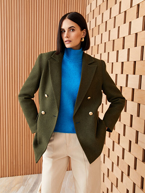 LCW Vision Kendinden Desenli Uzun Kollu Kadın Tüvit Blazer Ceket - W2FF11Z8-SM3