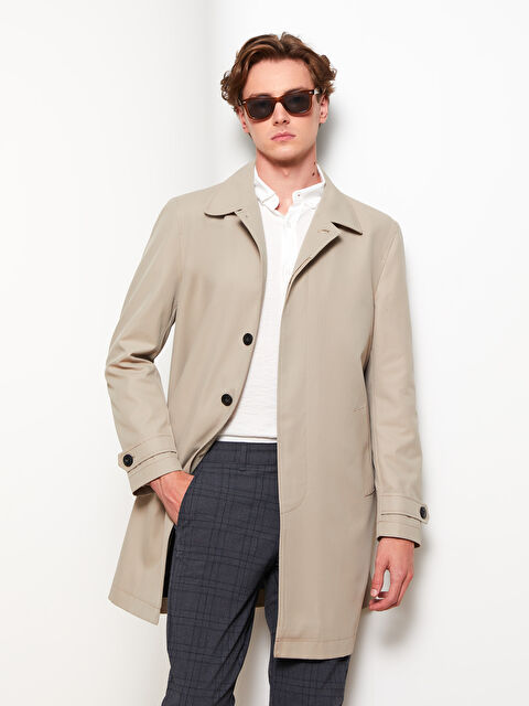 LCW Vision Standart Kalıp Gömlek Yaka Gabardin Erkek Trençkot - W2FF43Z8-KVB