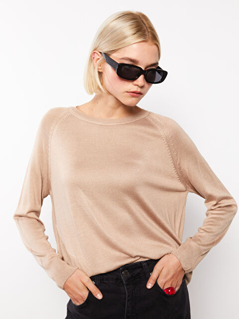 LCW Vision Bisiklet Yaka Düz Uzun Kollu Kadın Triko Kazak - W2FF80Z8-QZU