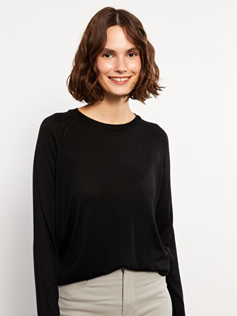 LCW Vision Bisiklet Yaka Düz Uzun Kollu Kadın Triko Kazak - W2FF80Z8-RQN