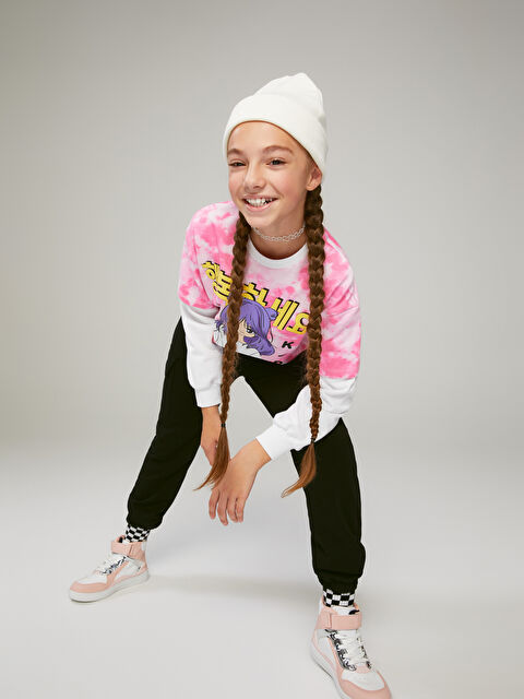 LCW Kids Bisiklet Yaka K-Pop Baskılı Uzun Kollu Kız Çocuk Sweatshirt - W2FI17Z4-LT4