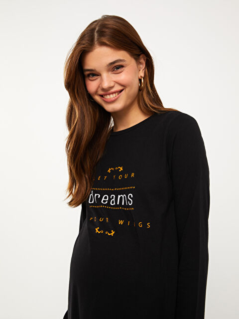 LCW ECO Bisiklet Yaka Baskılı Uzun Kollu Hamile Tunik - W2FI46Z8-CVL