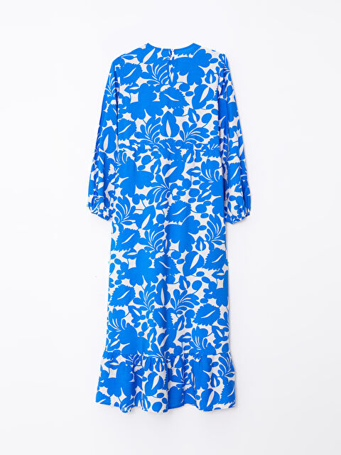 LCW Modest Crew Neck Patterned Long Sleeve Women's Dress