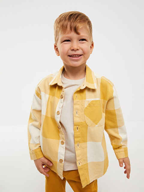 LCW baby Long Sleeve Plaid Patterned Baby Boy Shirt - W2FJ68Z1-LQ2