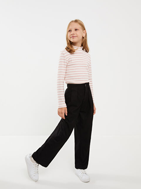 LCW Kids Beli Lastikli Basic Gabardin Kız Çocuk Kargo Pantolon - W2FK40Z4-CVL