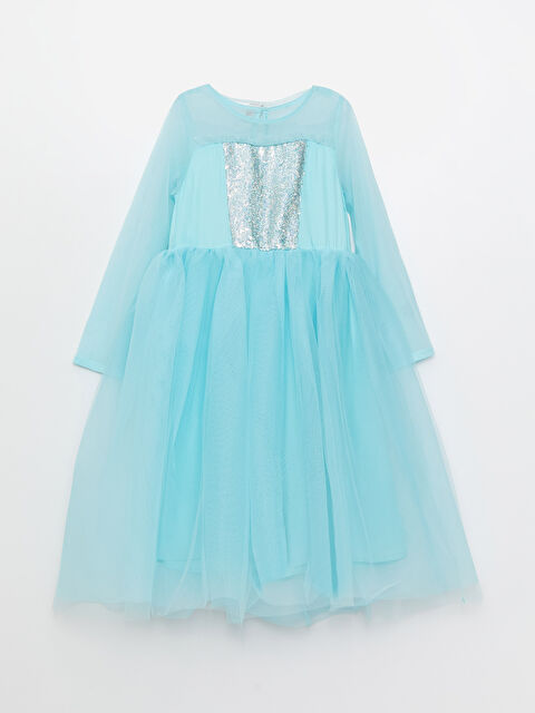 LCW Kids Bisiklet Yaka Pul İşlemeli Uzun Kollu Kız Çocuk Kostüm ve Pelerin - W2FL96Z4-GAE